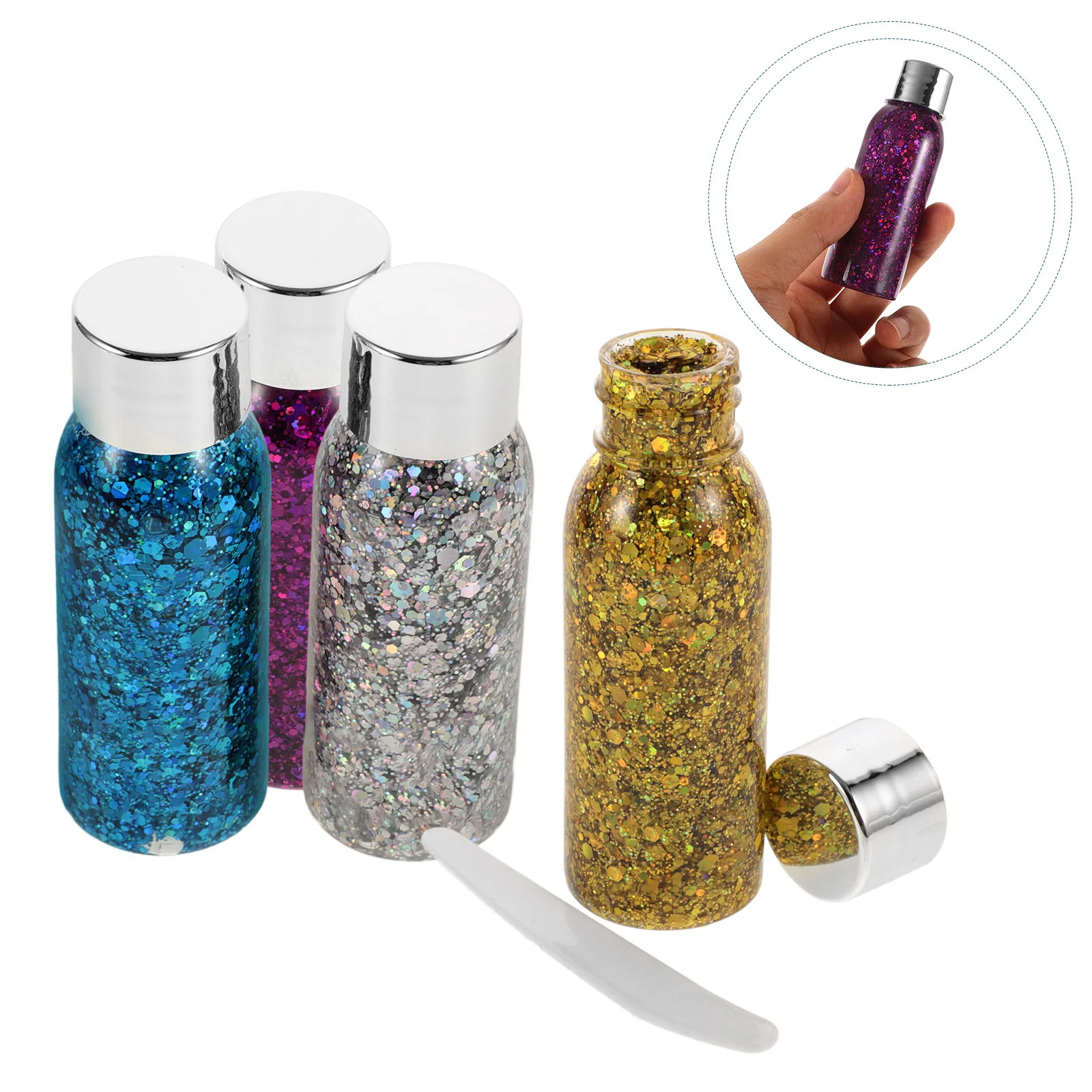 مجموعة مكونة من 4 قطع من ظلال العيون السائلة اللامعة، مقاومة للماء، تدوم طويلاً، مكياج لامع للوجه والجسم لحفلات المهرجانات #1