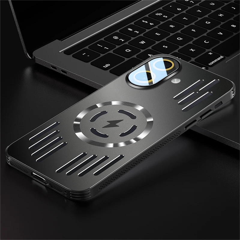 Luxus Metall Wärmeableitung Magnetische Drahtlose Lade Abdeckung Für iPhone 17 Air 16 15 Pro Max Plus 16E 17Pro Schutzhülle