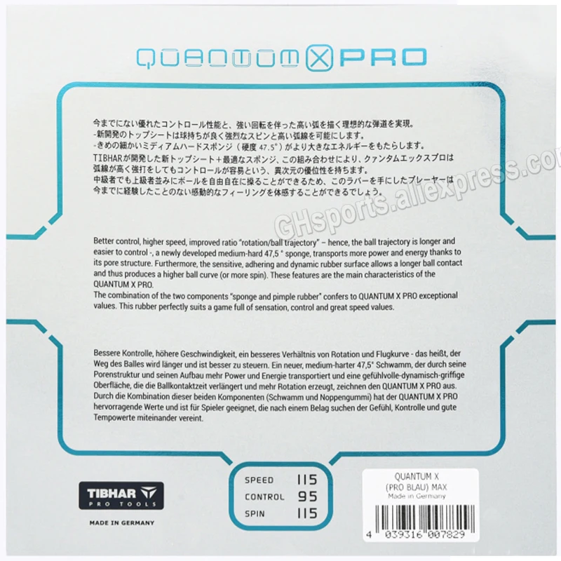 Tibhar quantum X pro table tennis rubber blue and pink rubber for national player none tacky fast attack loop cake sponge