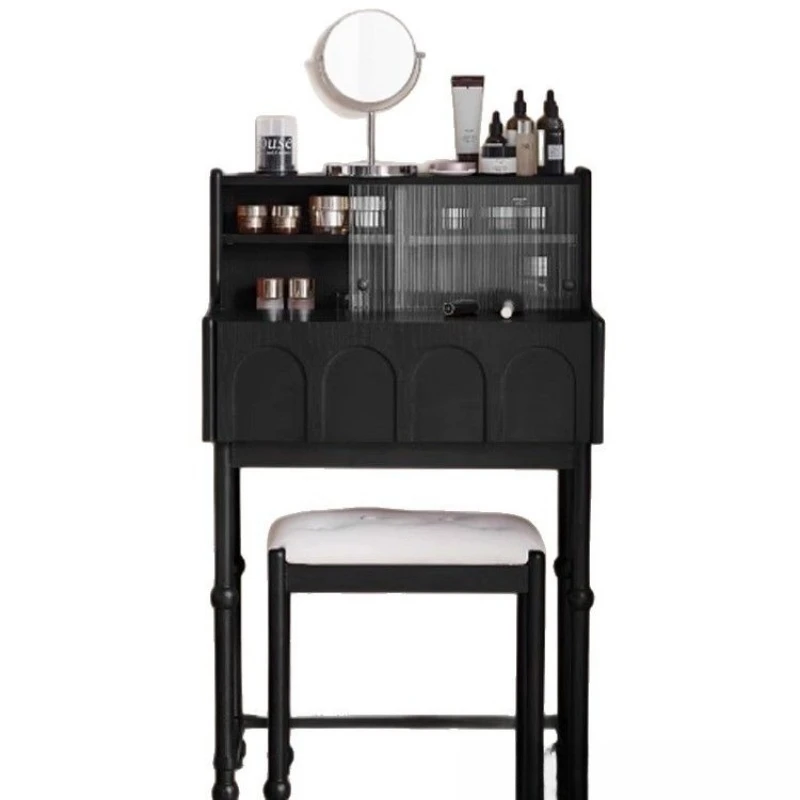 

Medieval ash wood solid wood dresser, small apartment bedroom mini small dressing table, desk integrated dressing table