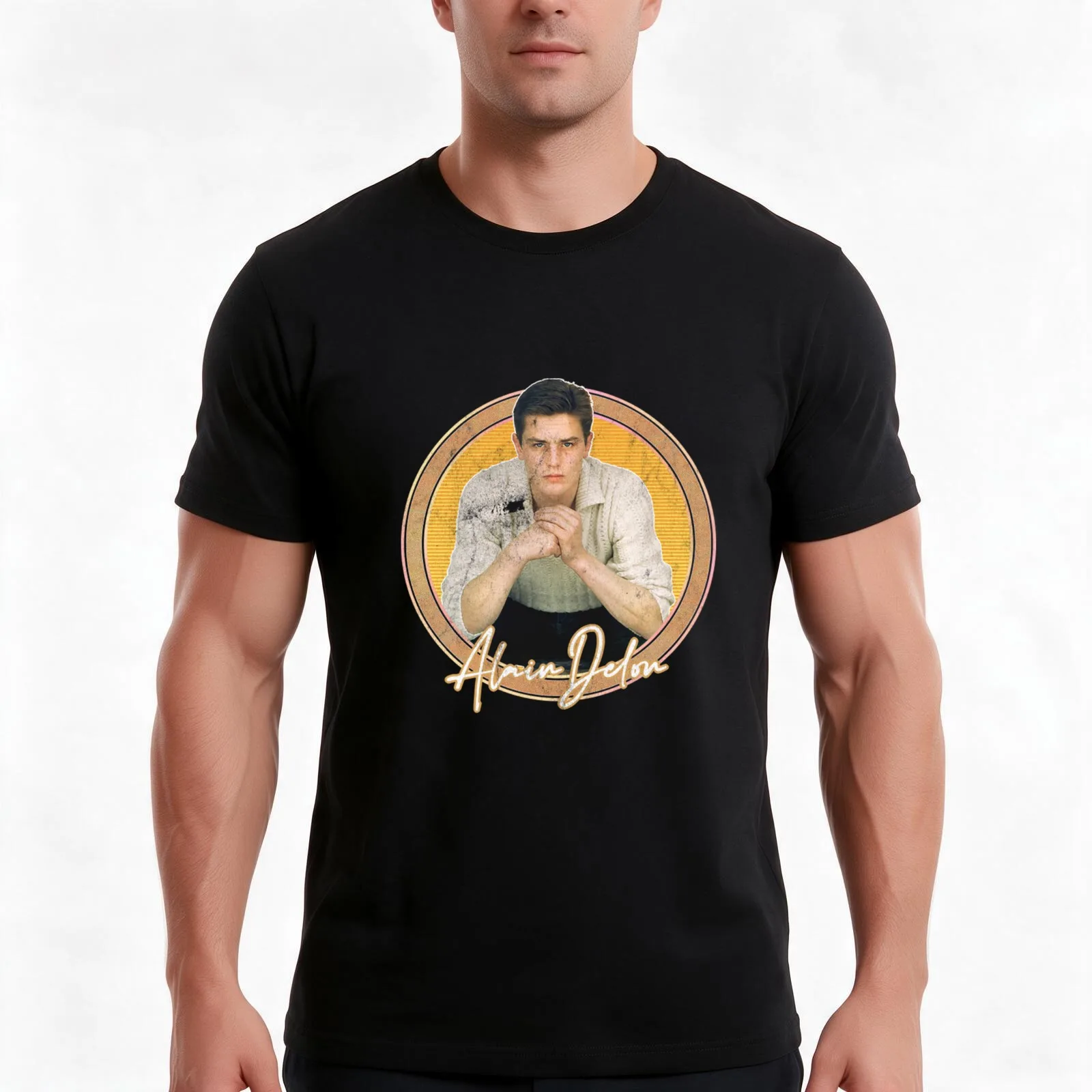 Alain Delon T-Shirt Summer Casual Cotton Tee Oversized Streetwear Tops Vintage Graphic Print Loose Fit Short Sleeve