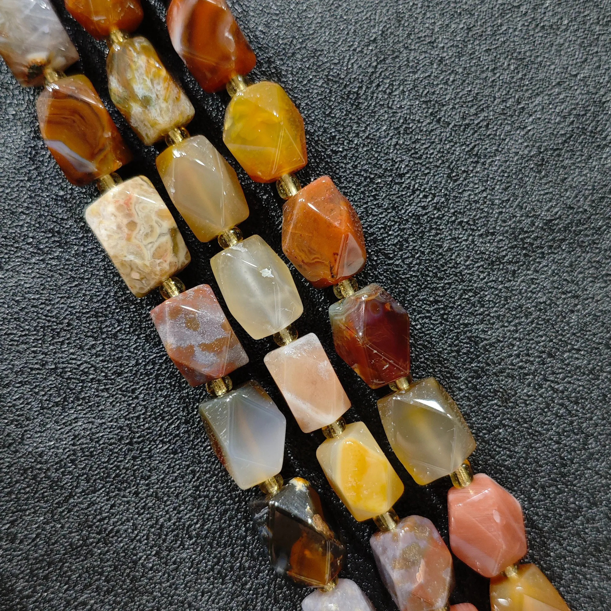 Natural Ocean Agate Chunky Faceted Loose Gemstone Beads Strand Multi Color Column Nugget Spacer Beads DIY Jewelry Supplies