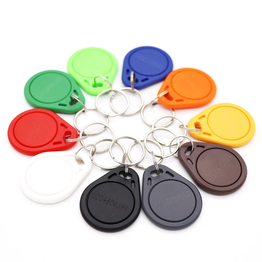 100pcs EM4100 125khz ID Keyfob RFID Tag Tags llaveros llavero Porta Chave Card Sticker Key Fob Token Ring Proximity Chip TK4100