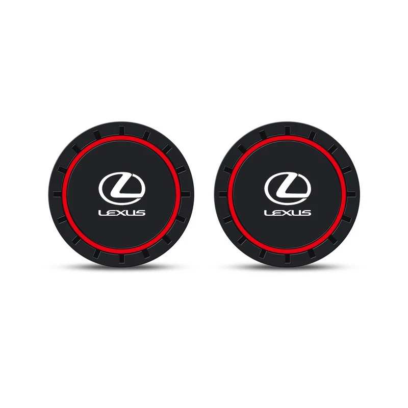 

2PC PVC Silicone Car Coaster Water Cup Slots Non-Slip Pad Drink Mat For Lexus NX200T ES200 ES350 IS300 RX240 GS450h LS500h NX RX