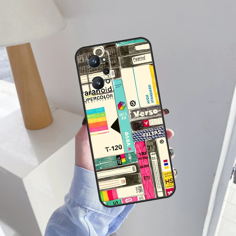 حافظة شريط VHS ريترو لهاتف Realme C71 C67 C51 C75 C63 C61 C65 C55 C53 C35 10 11 12 13 14 Pro Plus GT6 GT7 Pro