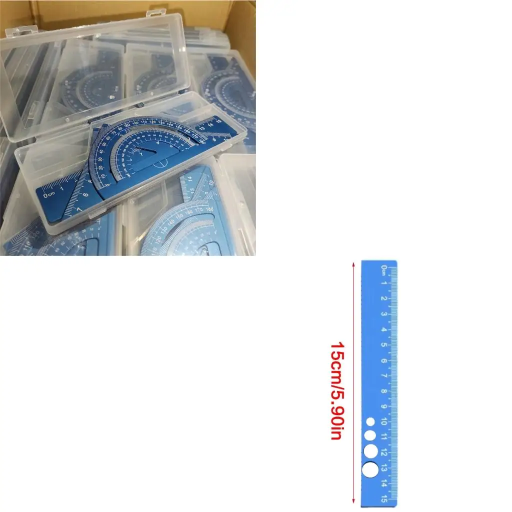 Metal Geometry Ruler Set Including Straight Triangle Tools For School Homework Essential