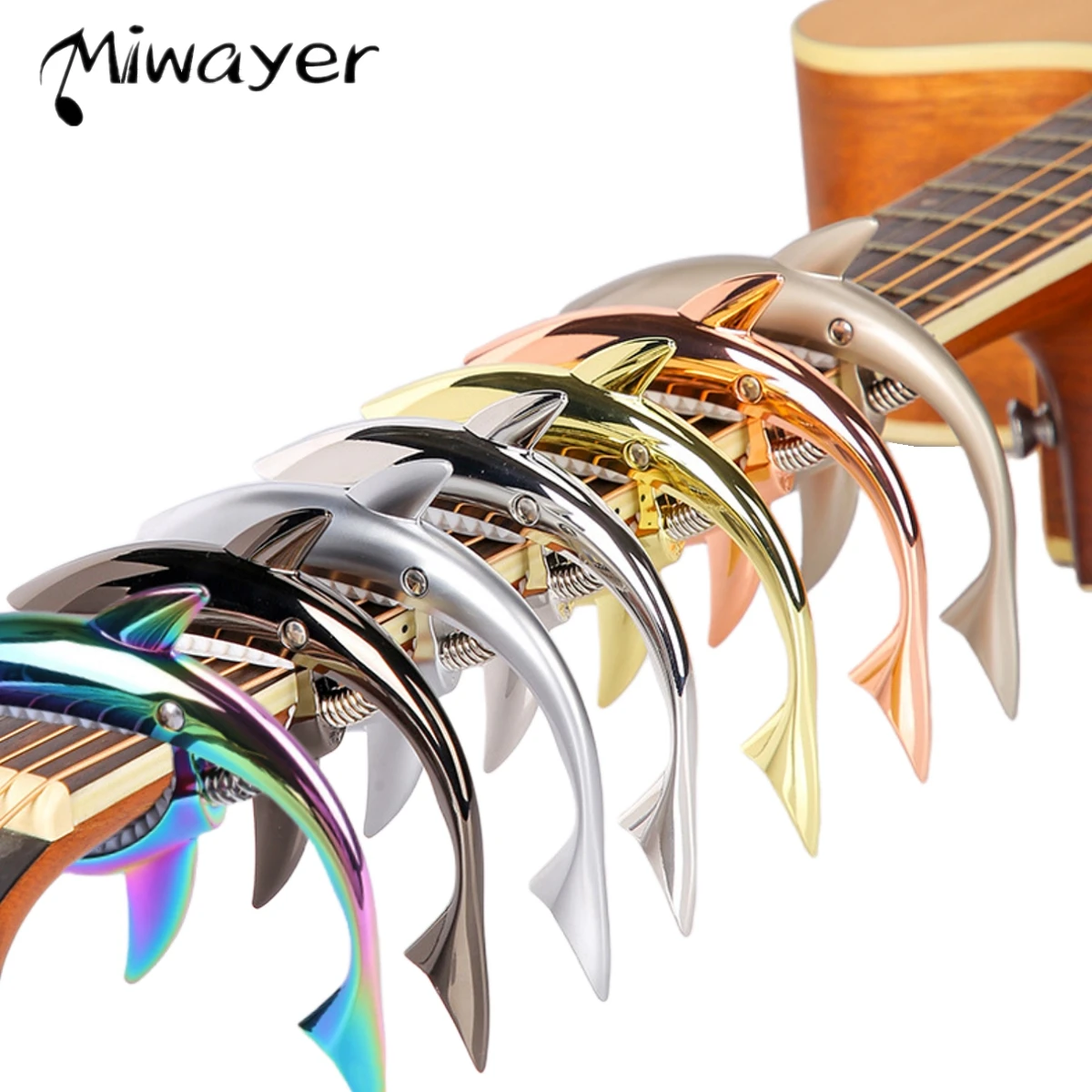 Miwayer Metal Shark Guitar Capo Zinc Alloy for Bass Acoustic and Electric Guitar with Good Hand Feeling, 7 Colors Optional