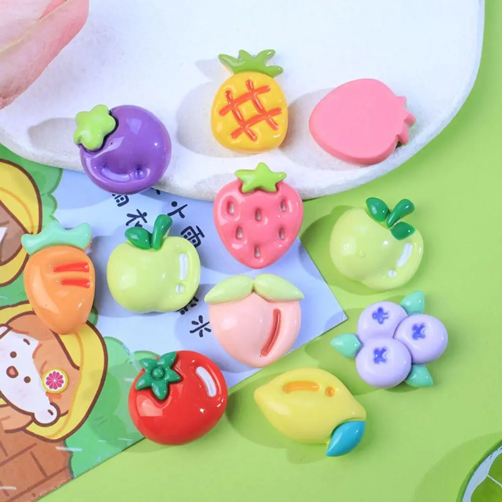 20pcs Simulated FoodCream Gel Resin Slime Charms Fruit Vegetable Flatback Phone Case Decor Scrapbooking Cute DIY Crafts Kids Toy