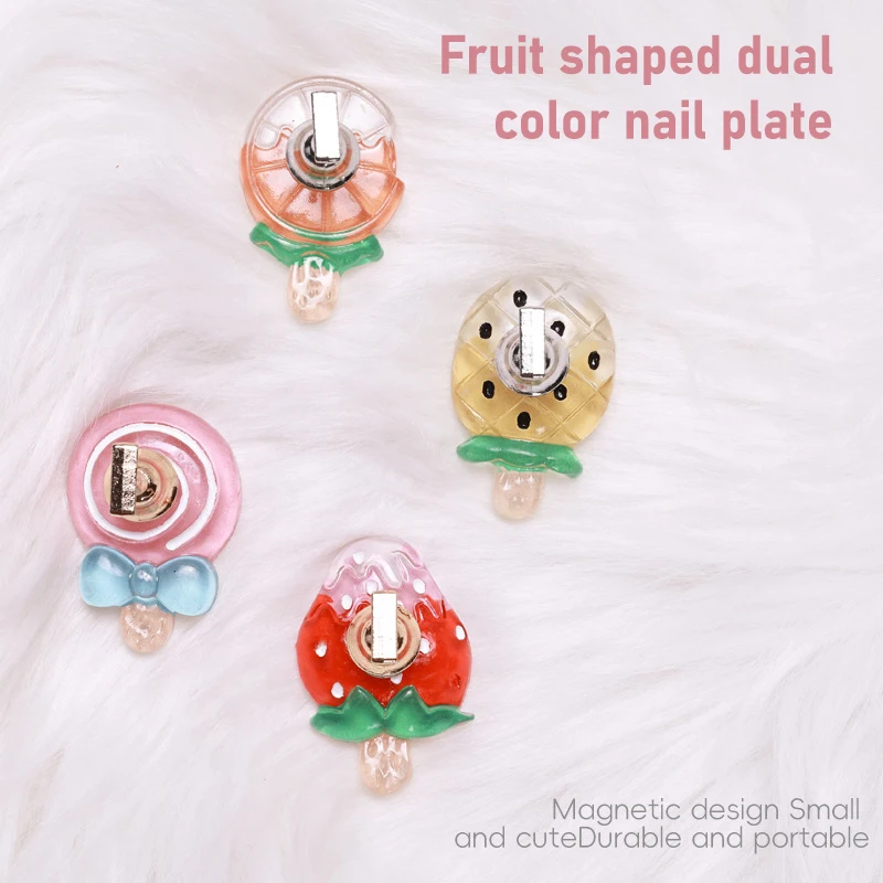 Nail Art Practice Base Magnetic Nail Holder Practice Display Delicious Fruits Showing Shelves Manicure Stand Presentation