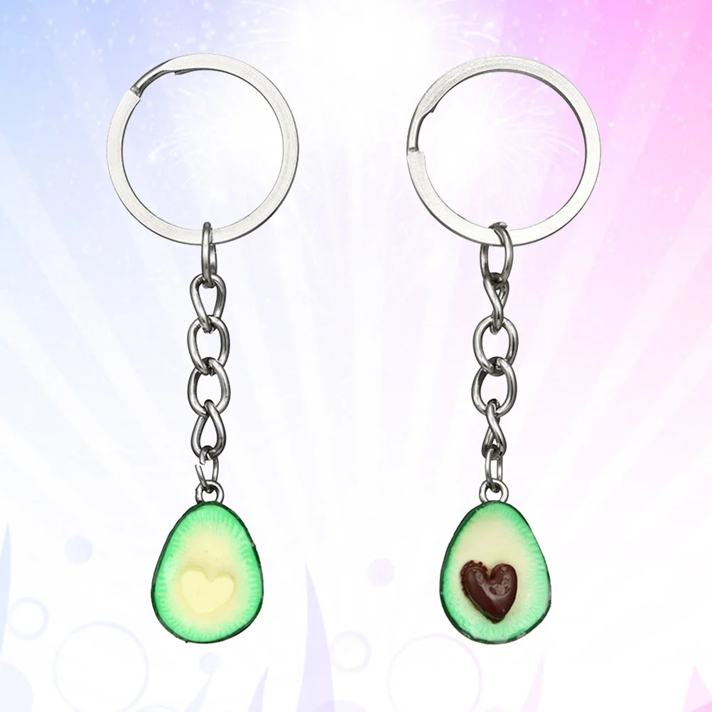 2pcs Avocado Key Chain Key Chain Pendant Clay Key Chain Friends Couples Gift Heart Shaped Nuclear Heart Shaped without Nuclear