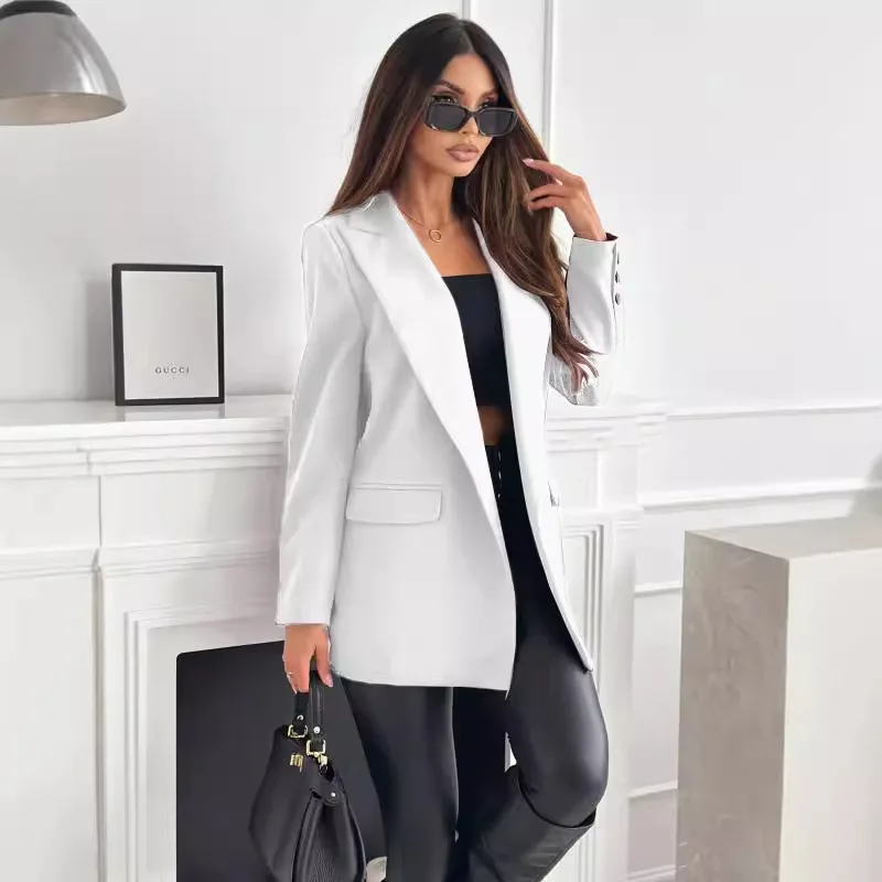 2024 Autumn and Winter New Solid Color Long-sleeved Cardigan Suit Small Jacket Women\'s Versatile Commuter Suit Пиджак Женский