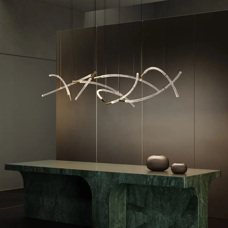 

Modern Glass Crystal Hanging Chandelier Lights For Loft Stairs Living Room Kitchen Island Bar Dining Room Table Pendant Lamp