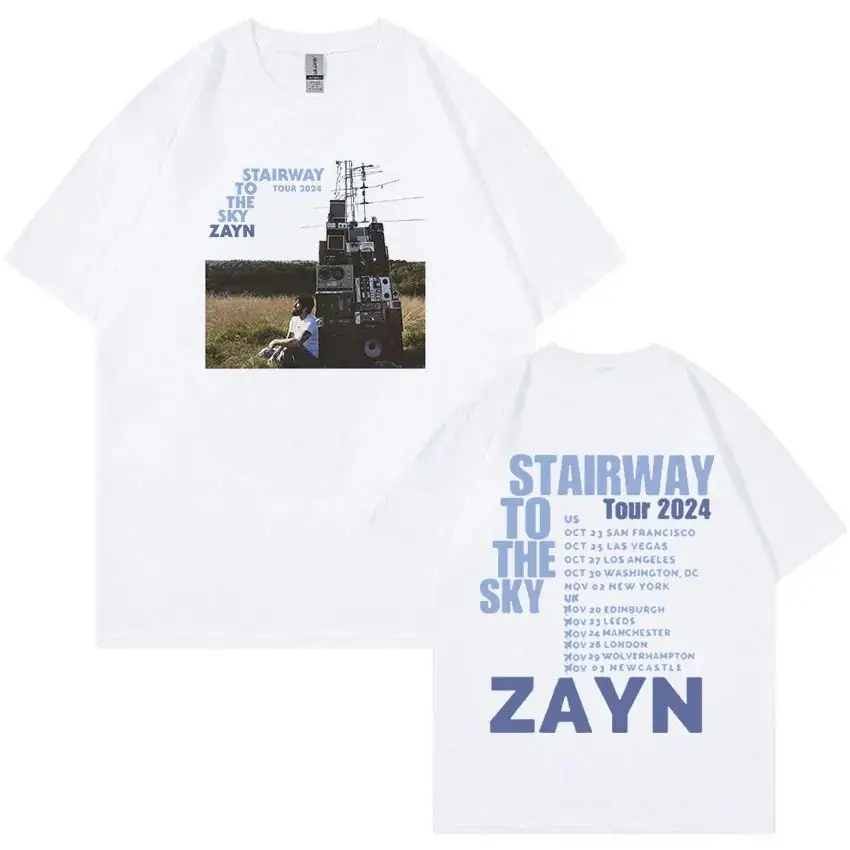 New Album Zayn Stairway To The Sky Tour 2024 T Shirt Men Hip Hop Retro Harajuku Fashion Oversized Cotton T-shirt Unisex Clothing