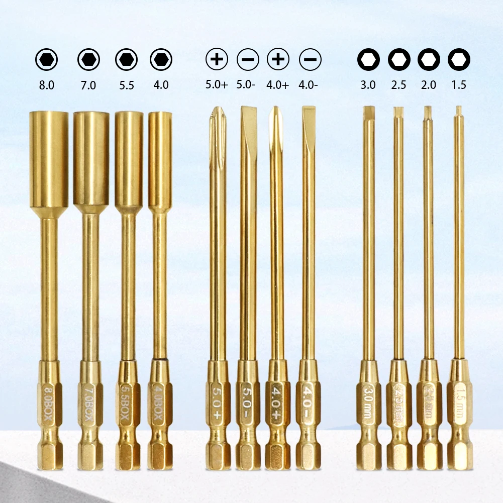 4 in 1 Hexagon Screwdriver 1.5 2.0 2.5 3.0mm 6.35mm Quick Change Allen Key Hex Screws Wrench Tool for 1/8 1/10 RC Car SCX10 TRX4