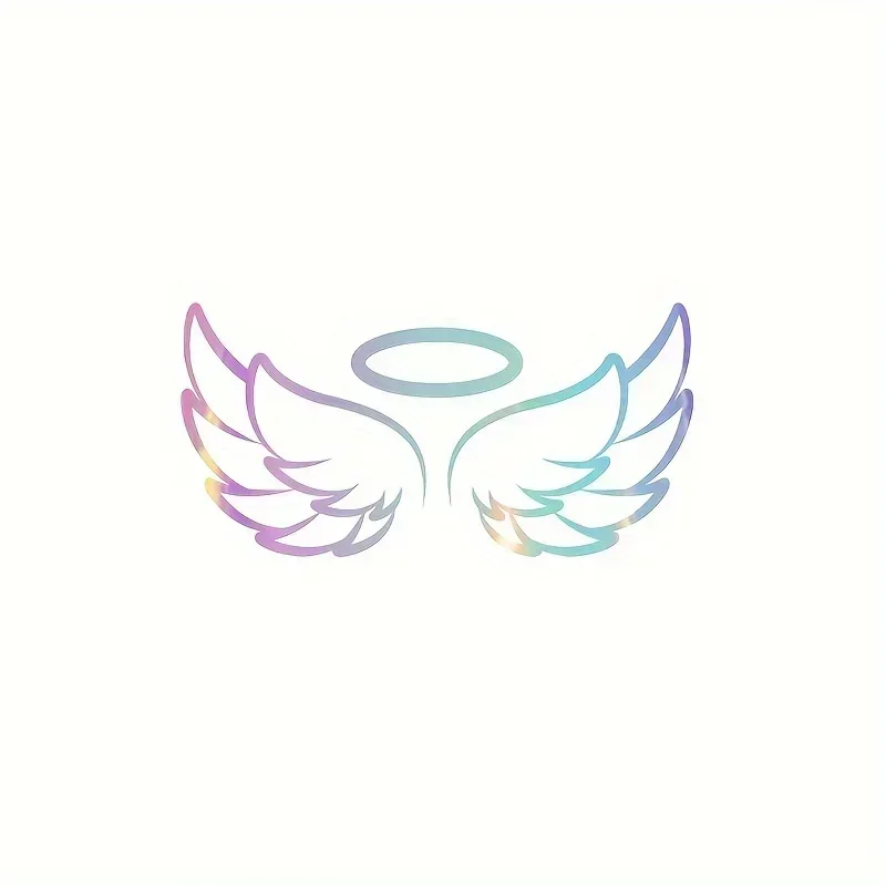 1 peça adesivo de asas de anjo e halo para motocicleta de carro, decalque de design religioso com tema, acessório de personalização externa de moto automática