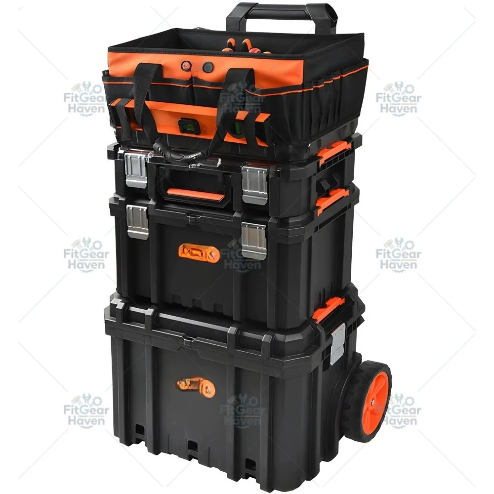 Suitable for combined tie rod toolbox stacking three-layer storage box large wheeled movable installation toolbox cart