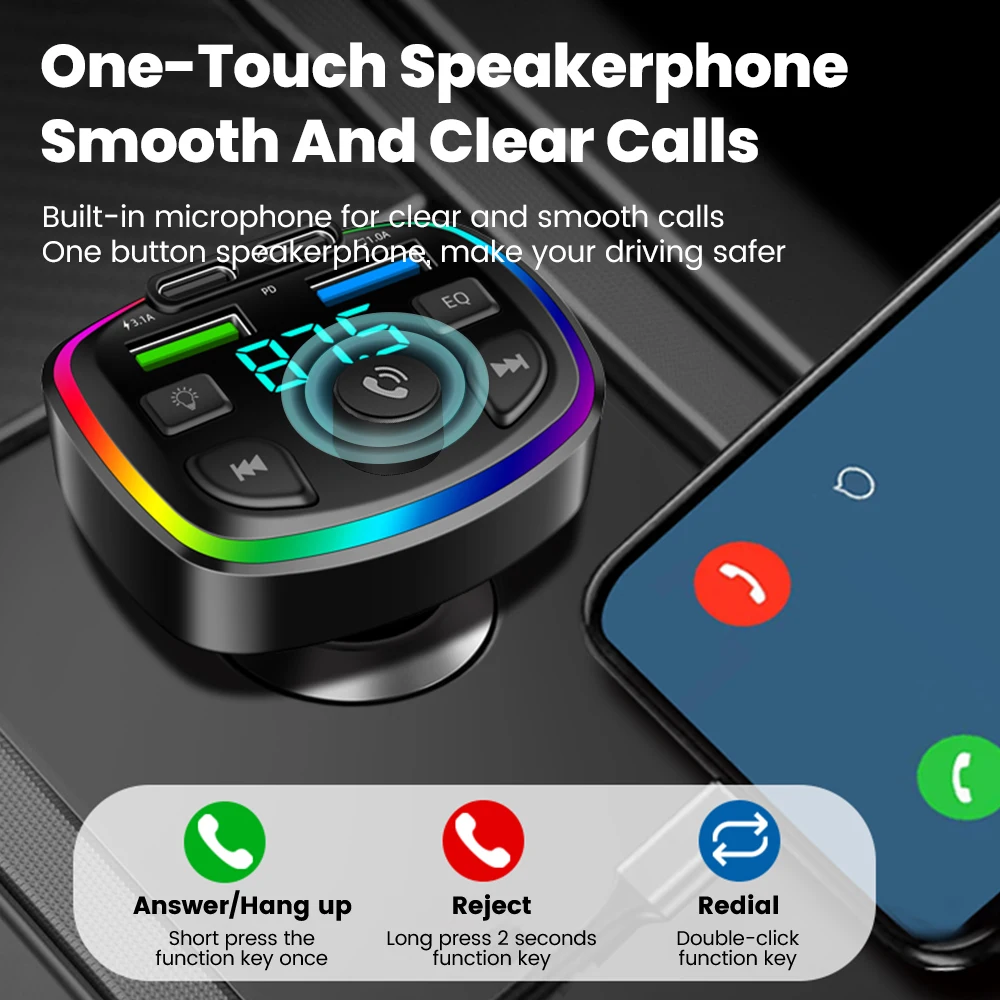 Car Charger Wireless Bluetooth FM Transmitter Hands-Free Calling Radio Receiver Mp3 Music Stereo Adapter Dual USB Port Charger gallery 4