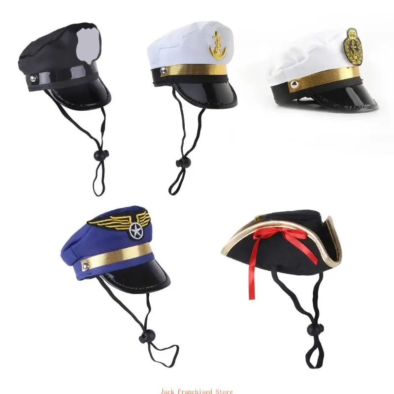 Christmas Pet Hat Captain Pirate Hat for Dog Dress Up Supplies Lovely Halloween Carnival Clothes Pet Accessory