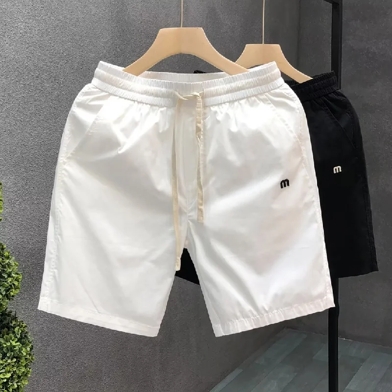 Summer casual shorts for men, lightweight and versatile, five point casual pants, drawstring elastic half length work pants