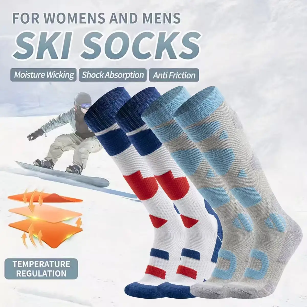 Thermal Winter Ski Socks Thick Cotton Men Women Warm Outdoor Cycling Snowboarding Sports Thermosocks Camping Hiking Stockings