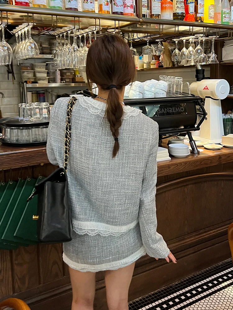 

Осенний модный женский комплект Small Fraance Sle Long Sve Топ и юбка Костюм из двух предметов из полиэстера