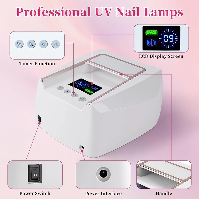 2026 New 126W/72W Rechargeable Nail Lamp Wireless Gel Polish Dryer Pedicure Machine Cordless Nail Art Lamp