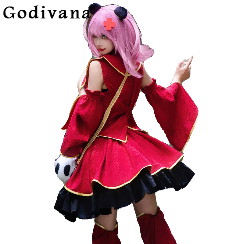 Costumi Cosplay Set gonna anime Donna Cosplay Gonna cheongsam rossa Abito Ragazze Uniformi di carnevale di Halloween Abiti da festa