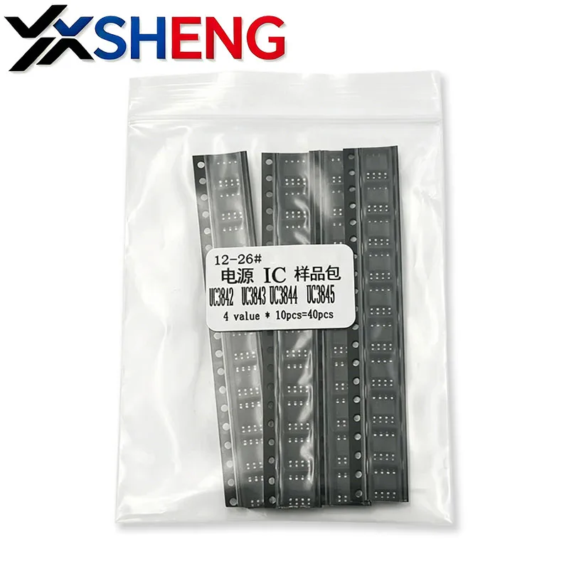 Power IC Sample Pack 40PCS = 4 Kinds * 10PCS UC3842 UC3843 UC3844 UC3845 SOP Each 10PCS KIT