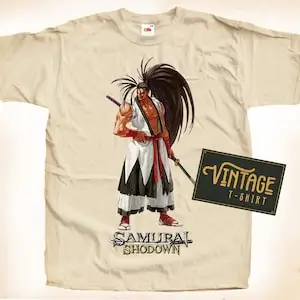 Samurai Showdown T shirt Tee Natural Vintage Cotton Movie Poster Beige All Sizes
