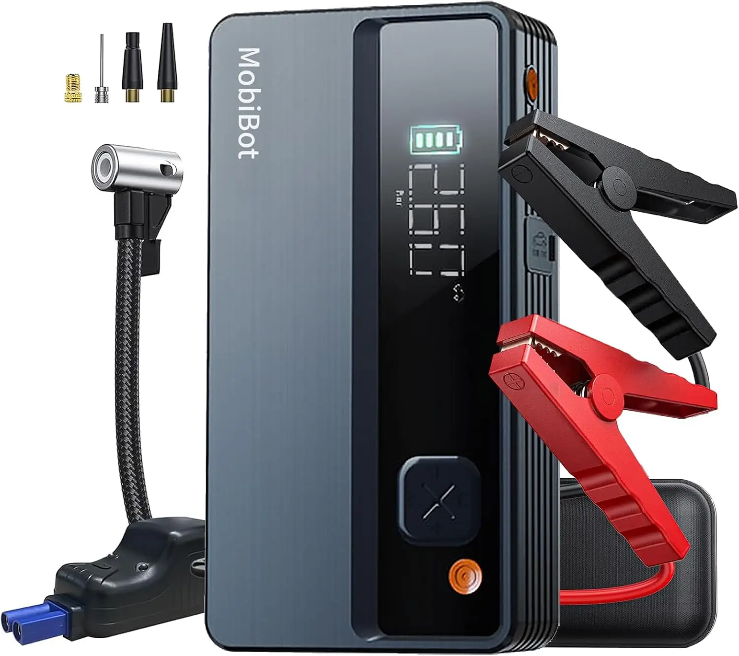 

4-in-1 Car Battery Portable Jump Starter with Air Compressor,1500A Jumper Starter Booster Pack Charger to 6.0L Gas or .5L en