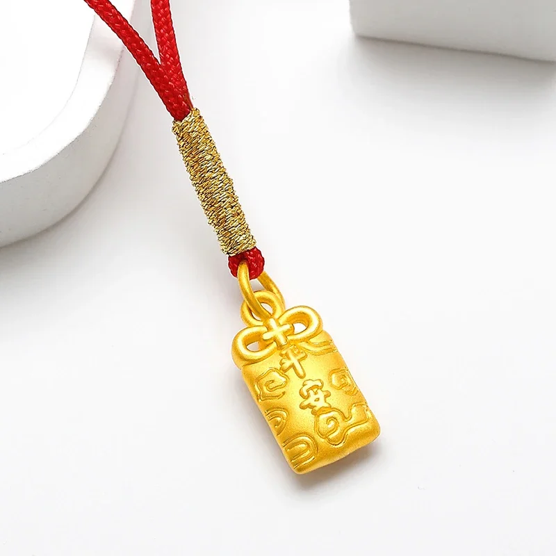 New 3D Hard Gold 999 Gold Pendant 24K Yellow Gold Ping An Necklace Pendant For Children