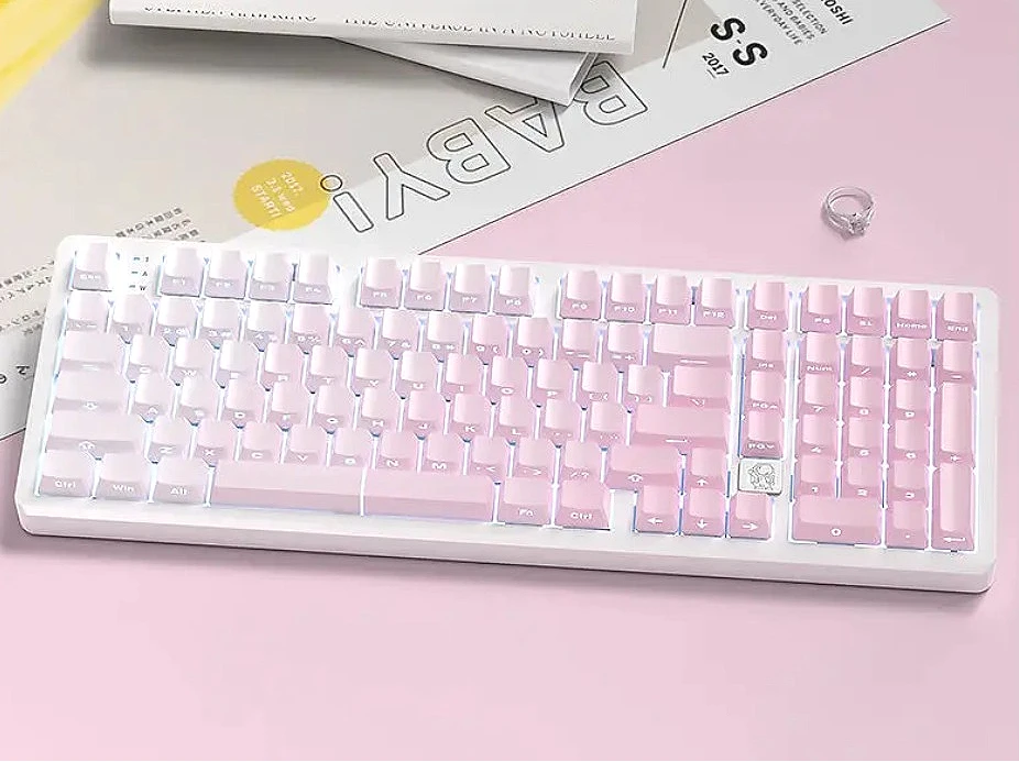 Cherry Blossom White Peach Pink Gradient Keycaps Cherry Original Highly Side Engraved RGB Translucent PBT Full Fit 98/87/104