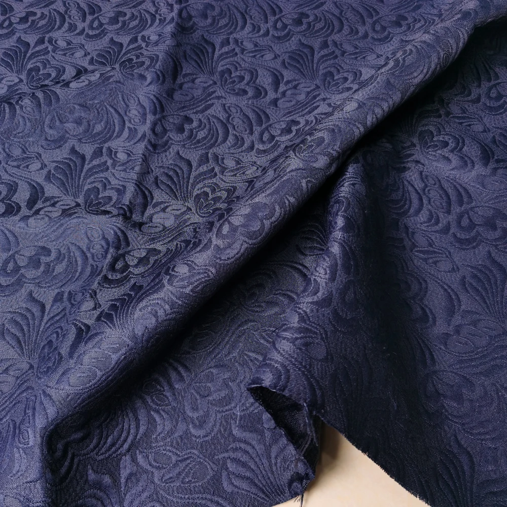 100cm*145cm Navy Blue Butterfly Embossed Fabric Thick 3D Jacquard Upholstery Material