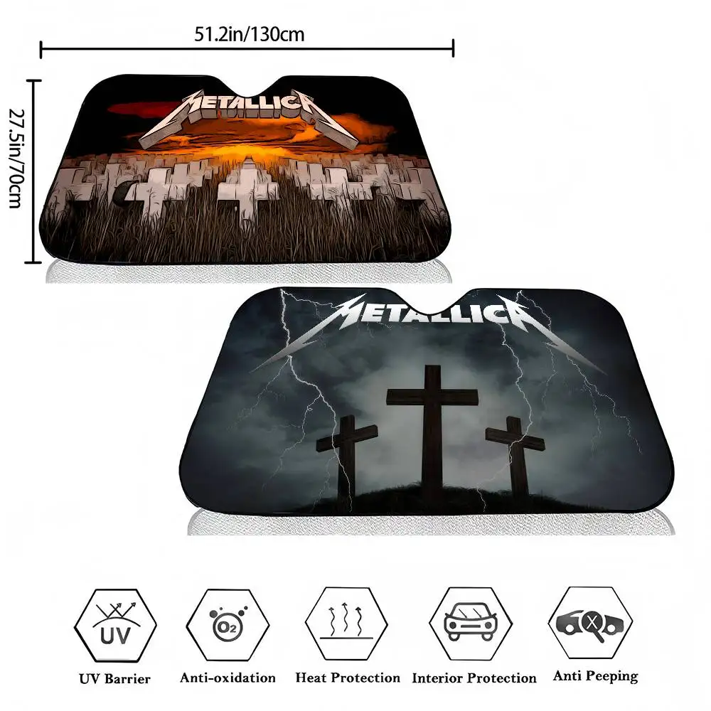 Band M-Metallica Car Window Sun Shade Windshield Anti-UV Protection Front Rear Windshield Block Cover Visor Accessories
