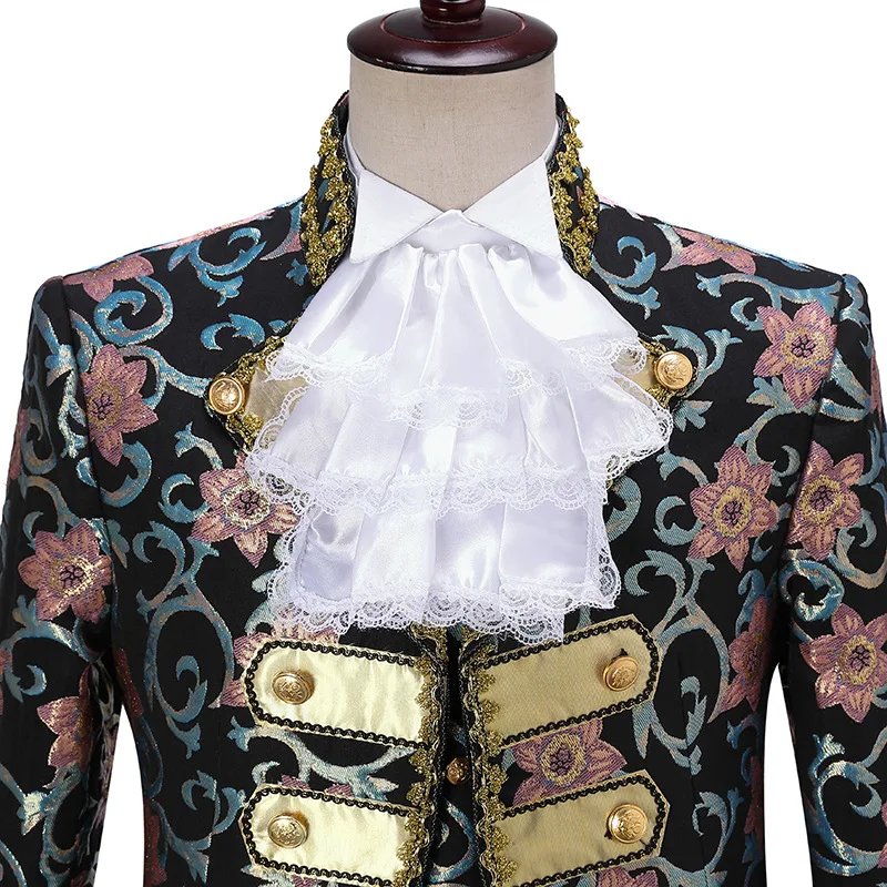 Men 18th Century British Gentleman Cosplay Fake Collar Flower Victorian Renaissance Marie Antoinette Costume Necktie Accessories