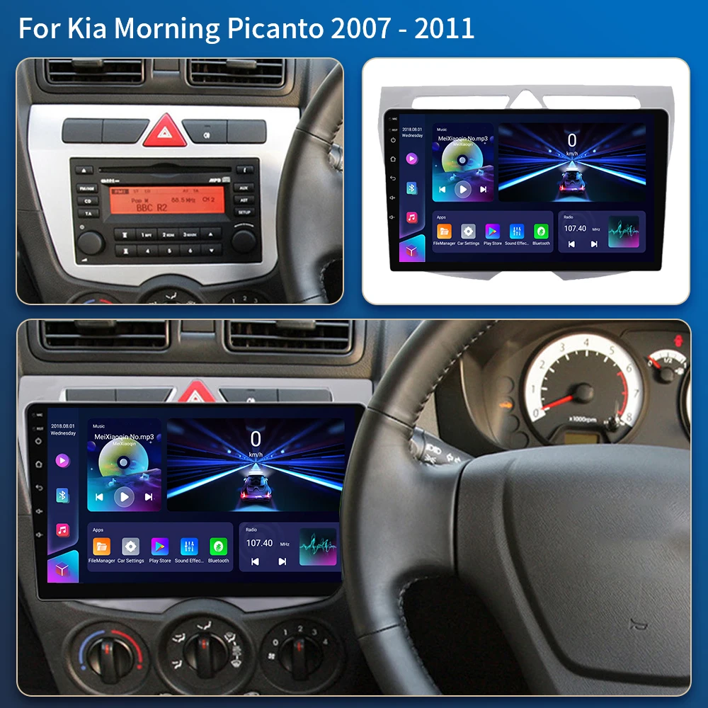 Android 16 For Kia Morning Picanto 2007 2008 2009 2010 Car Radio Navigation Multimedia Player Stereo GPS WiFi+4G Carplay+Auto BT