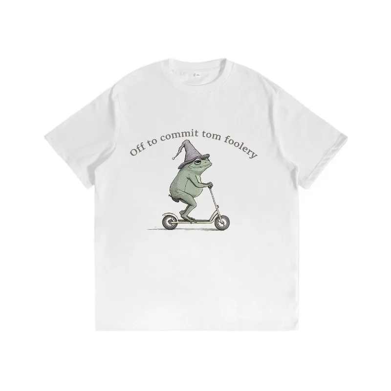 

Funny Frog T Shirt Men Women Unisex Off To Commit Tom Foolery Graphic Cotton Tee Humor Animal Lover Gift Casual Summer Outfit