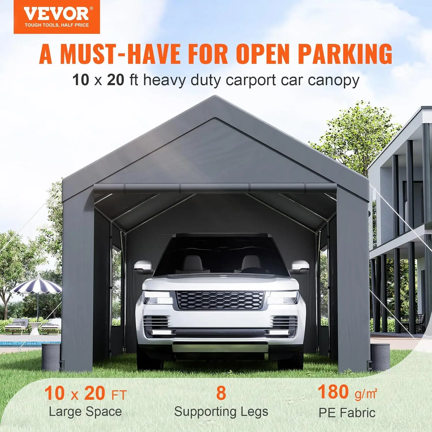 Heavy Duty Carport Car Canopy, Portable Garage Car Port with Roll-up Ventilated Windows & Removable Sidewalls, UV Resistant Wate