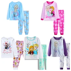 Hot Cartoon Spring Autumn Kid's Sleepwear Pajamas Clothing Sets Frozen Elsa Anna styles Baby Boy Girls Cotton Pyjamas Gift