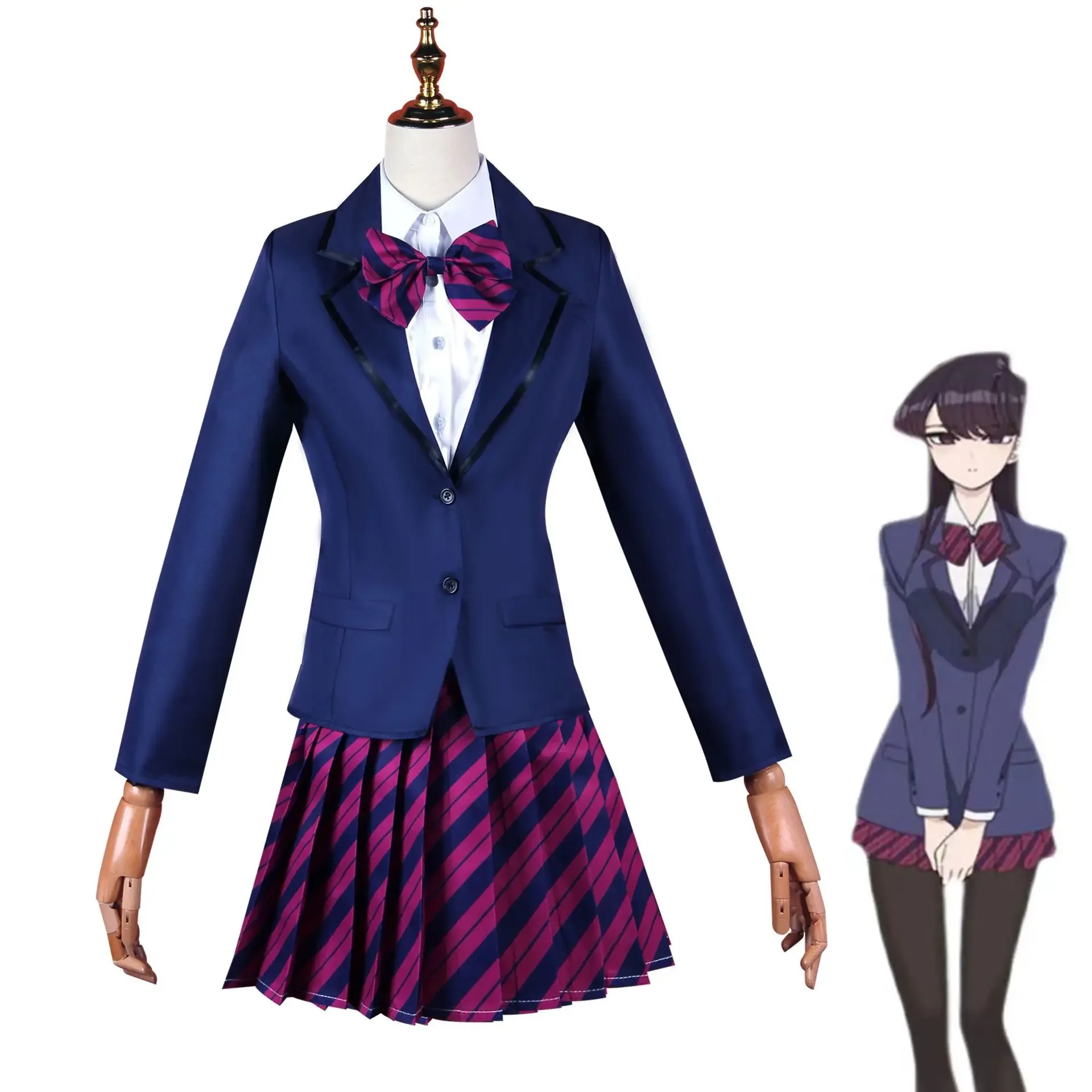 Anime Shoko Komi Can't Communicate Shouko Tadano Hitohito Osana Najimi Cosplay Costume Purple Skirt High School Uniform Wig