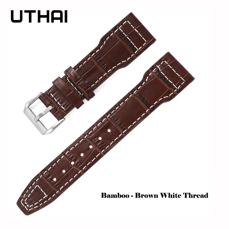 UTHAI Z91 watch strap Genuine Leather Straps 20mm 22mm Watch Accessories High Quality Brown black Colors men\'s Watchbands