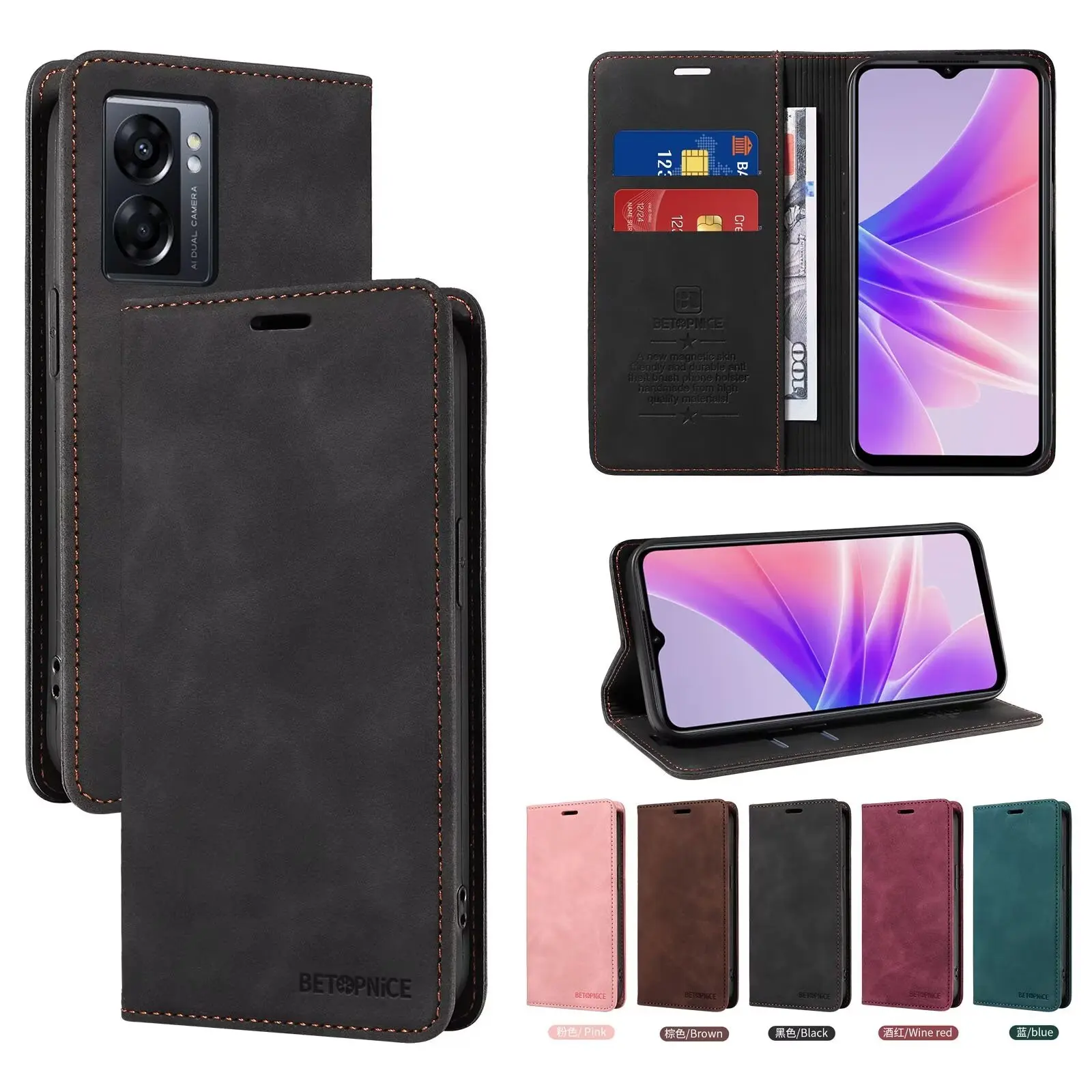 Leatehr Wallet Case For OPPO Realme C55 C53 Phone Case On Realme C35 V11 C15 C12 C25 C25S 7i 9i Narzo 30A 20 50 N53 Flip Cover