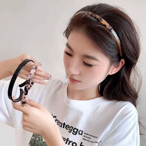 Imagen 2 del producto Diademas para gafas de acetato a la moda, diadema antideslizante con estampado de leopardo y diente de tiburón para mujer y niña, flequillo de ducha de maquillaje, cabello fijo