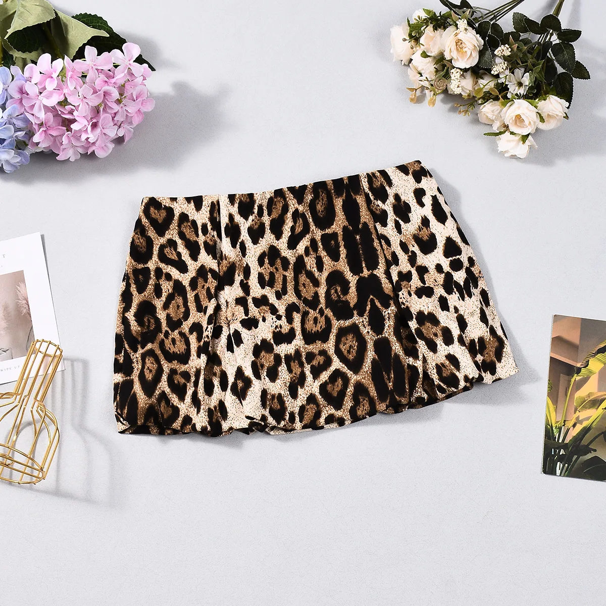 Sexy Leopard Print Elastic Puffy Skirt Women