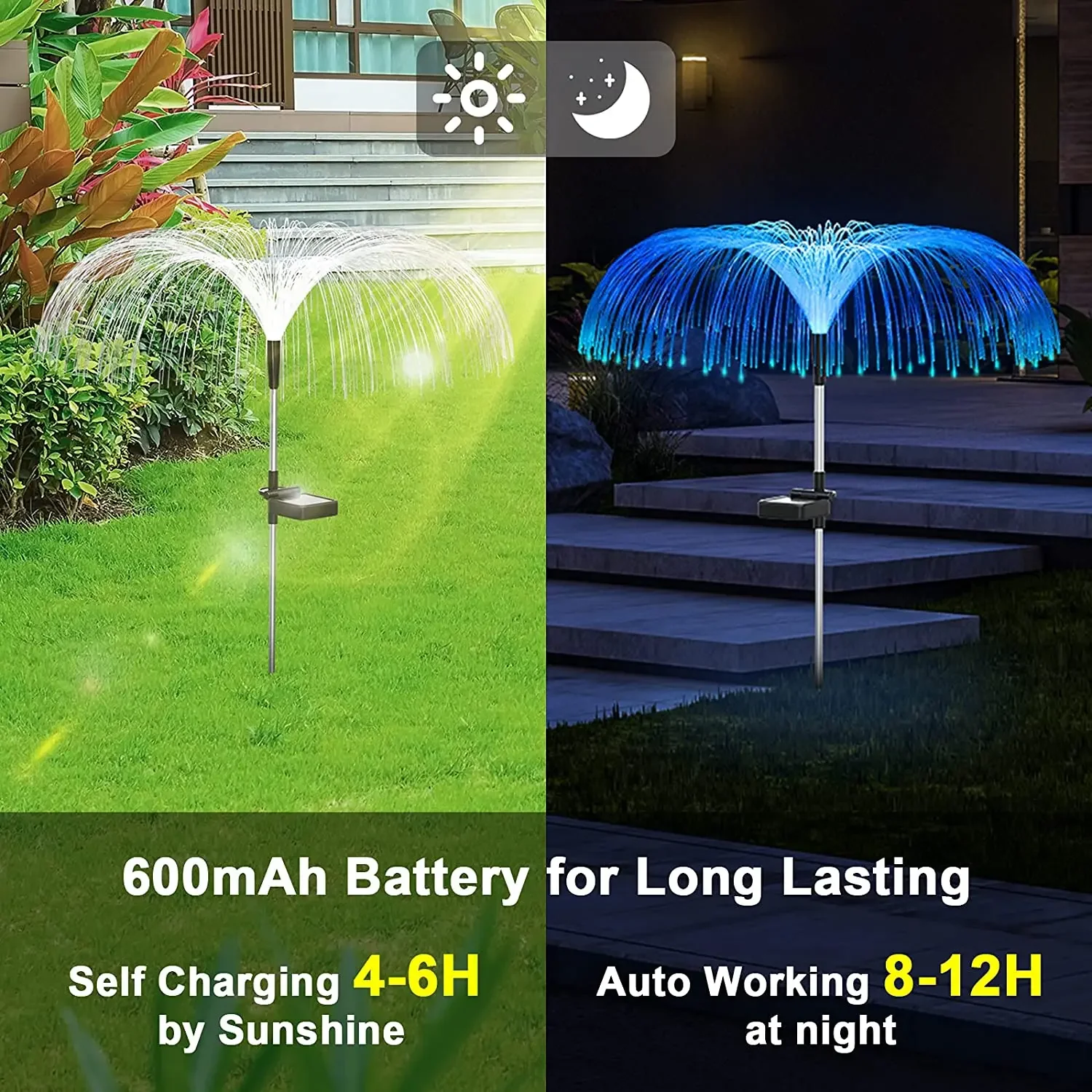 Solar garden lights, fiber optic lights, jellyfish lights, luminous, charging, and plug-in lawn and garden decorative lights