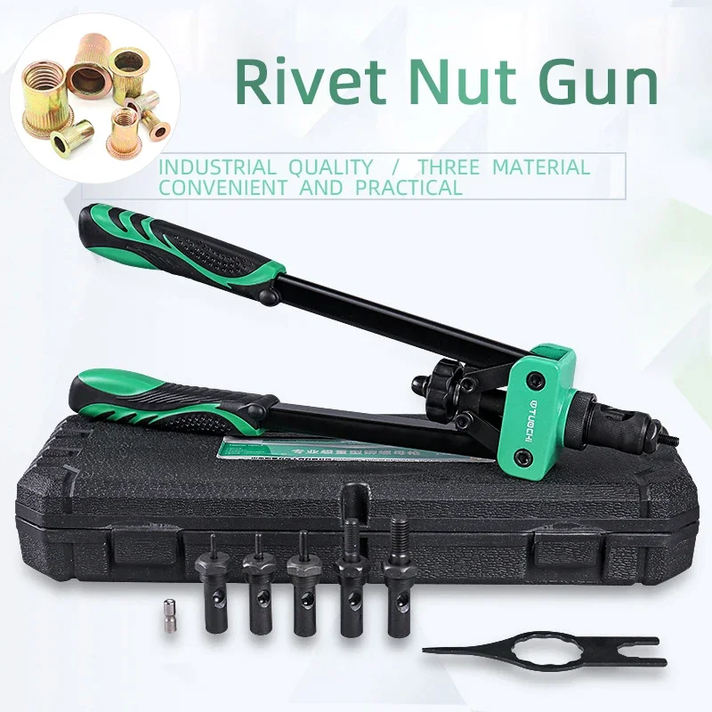 Nut Gun Manual Rivet Nut Gun Pulling Cap Nut Threaded Insert Quick Install Machine Pull Interchangeable Mandrel Nut Tool M3-M12