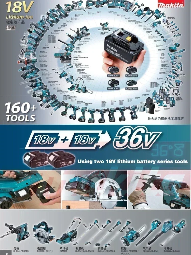 ต้นฉบับMakita 18Vเครื่องมือแบตเตอรี่สําหรับ 21Vเจาะเปลี่ยนแบตเตอรี่BL1830B BL1850B BL1860B BL1815 BL1830 BL1840