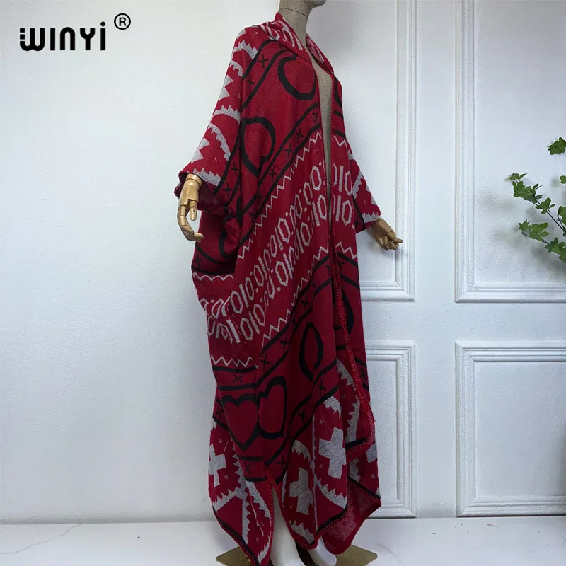 WINYI new Winter dress outfits Women high quality Coat Loose Thick Warm Female kaftan Coats poncho dress Hooded mop coat Abaya