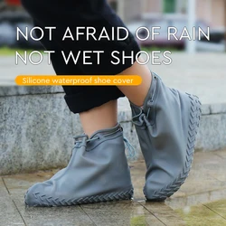 2pcs Waterproof Non-slip Silicone Shoe High Elastic Wear-resistant Unisex Rain Boots for Outdoor Rainy Day Reusable Shoe Cover