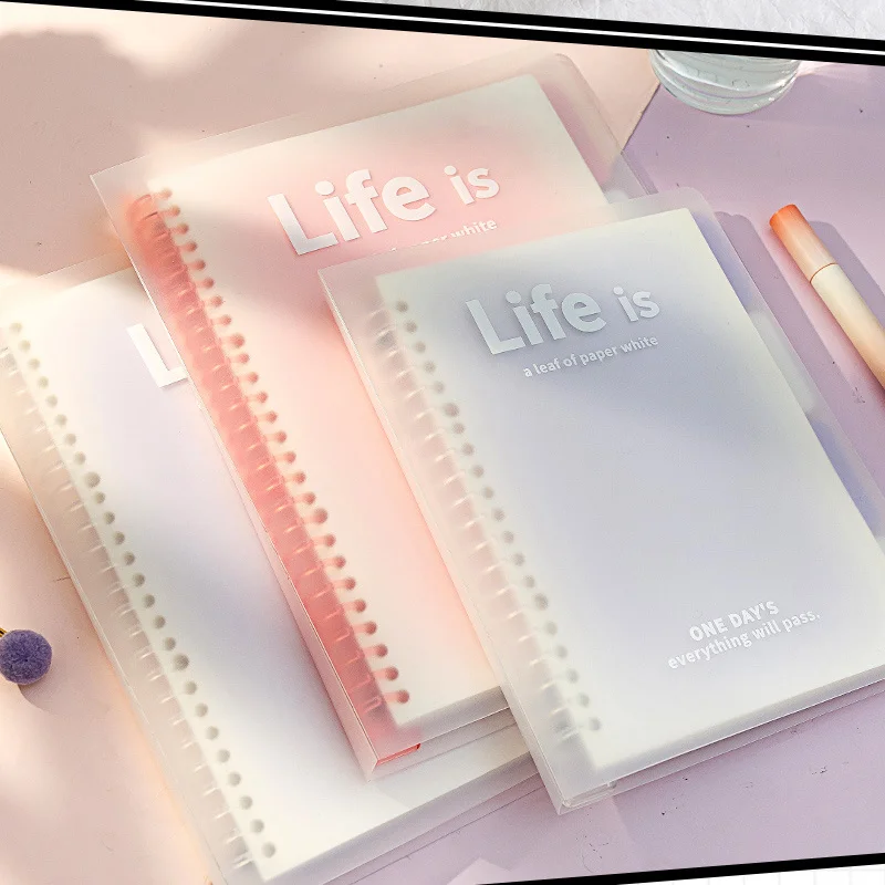 Horizontal Line A5/B5 Binder Notebook Gradient Color PVC Cover Loose Leaf Notebook Simple Stationery 60 Sheets Back To School